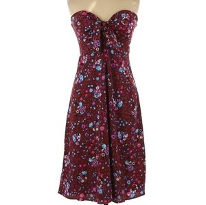Ava Burgundy Floral Print Strapless Midi Dress size large